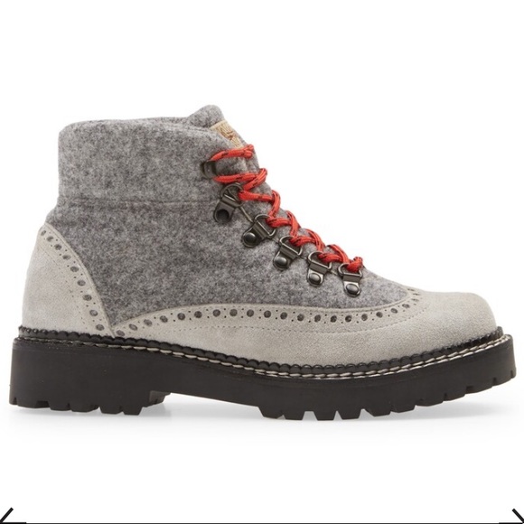 NEW WITH TAG - Montelliana Wool Wingtip Hiker Boot - Picture 3 of 8